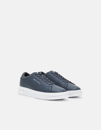 A|X Armani Exchange Mens Armani Exchange Mens Leather Sneakers - Navy 00285 - Grey - Size: 10