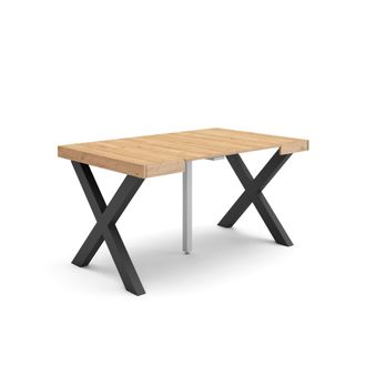 Skraut Home Mesa Consola Extensible, Mesa Comedor Plegable, 140, Para 6 Comensales, Patas Madera Maciza, Estilo Moderno, Roble - Skraut Home
