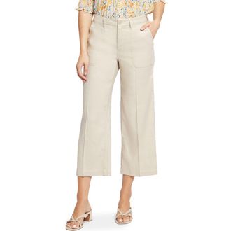 NYDJ Linen Blend Crop Wide Leg Pants in Feather at Nordstrom, Size 00