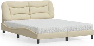 vidaXL Vidaxl - Cama Con Colch&oacute;n De Tela Color Crema 160x200 Cm