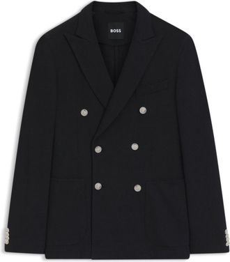 BOSS Patterned slim-fit jacket in a cotton blend