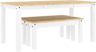 vidaXL Vidaxl Set Da Pranzo 3 Pz Panama Bianco In Legno Massello Di Pino
