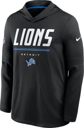 Nike Detroit Lions Sideline Nike Mens Dri-FIT NFL Long-Sleeve Hooded Top in Black | 03B90B9B9J-TG4