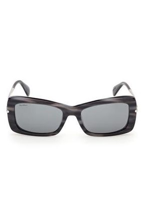 Max Mara 54mm Rectangular Sunglasses in Coloured Horn /Smoke at Nordstrom Rack