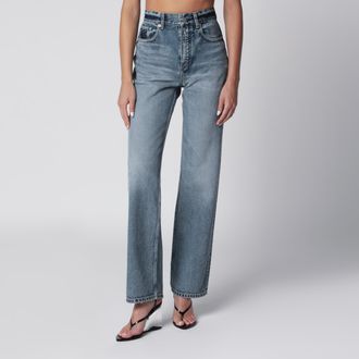 Alaia Jeans dritti maxi in denim dirty wash