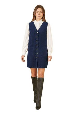 Yumi Cord Tunic Dress With Pockets in Navy at Nordstrom, Size 10