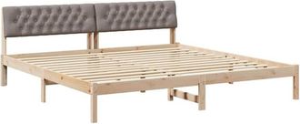 vidaXL Bed frame Brown and taupe 200 x 200 cm Solid pine wood vidaXL