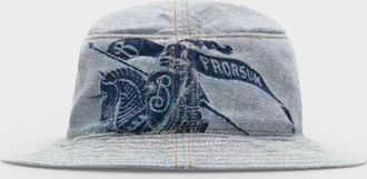Burberry Womens Burberry Logo Print Denim Bucket Hat Blue - Size: S