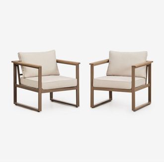 Sklum Sklum - Pack De 2 Sillones En Aluminio Y Madera De Acacia Lipov