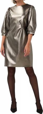 Esqualo Crew Neck Zip Back Mini Dress In Silver