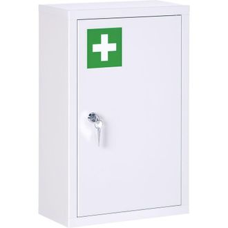 OEM Botiqu&iacute;n De Pared Con 3 Niveles, Puerta Con Cerradura, 2 Llaves, Acero, Blanco