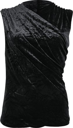 Versace Crushed Velvet Top in Black Velvet