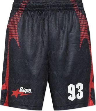 A Bathing Ape Ape Flame Monogram Jacquard Relaxed Fit Football Shorts - Heren - Korte Broeken - Zwart - XL - Polyester - Korte Broeken