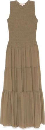 Michael Kors Gelaagde Rok Mouwloze Jurk - Dames - Maxi kleedjes - Groen - XS - Polyester - Kleedjes