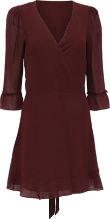 Reformation Wrap-Accent Mini Dress in Burgundy Viscose