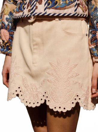 Farm Rio Geometric Richelieu Twill Mini Skirt In Soft Pink