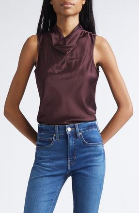 Veronica Beard Tam Cowl Neck Sleeveless Silk Blend Top in Dark Currant at Nordstrom, Size 16