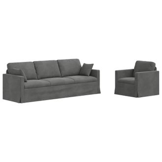 vidaXL Juego De Sof&aacute; 2 Uds. Gris Oscuro Terciopelo Vidaxl