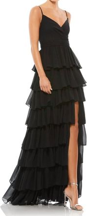 Mac Duggal Ruffled A-Line Evening Dress In Black
