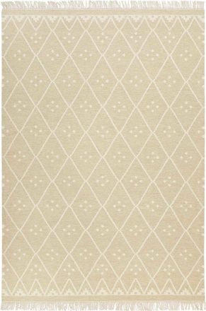 Green Looop Alfombra de algodón y lana, tejida a mano en color beige 80x150