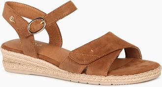 Soft Line Womens California Womens Low Wedge Sandals - Brown - Size: 6.5