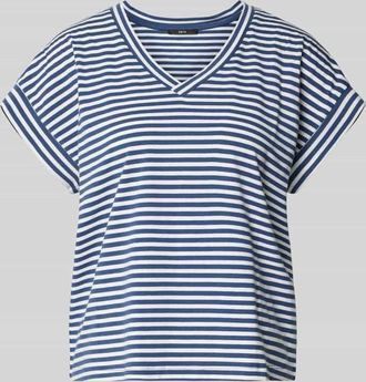 Zero T-Shirt im Allover-Look mit V-Ausschnitt in Marine, Gr&ouml;&szlig;e 34