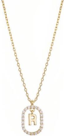 Adornia Floating Letter Initial Cubic Zirconia Pendant Necklace in Gold-R at Nordstrom Rack