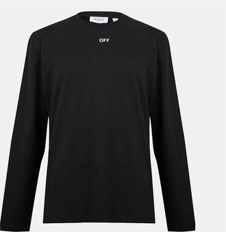 Off-white Mens Crew Neck Long Sleeve Regular Fit T-Shirt - Black - Size: 40