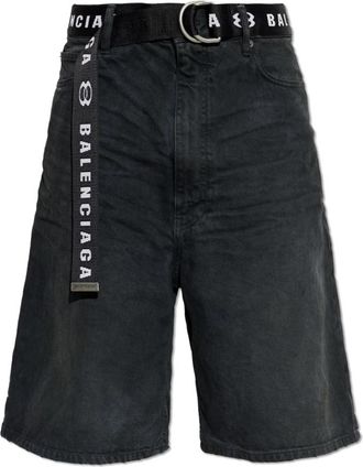 Balenciaga Shorts met Riem - Heren - Denim shorts - Zwart - W32 - Katoen - Korte Broeken