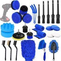 OEM Juego De 26 Cepillos Para Limpieza De Coches: Cepillos Para Ruedas, Esponjas, Herramientas De Pulido, Etc., Con Bolsa De Almacenamiento. Color Azul. M