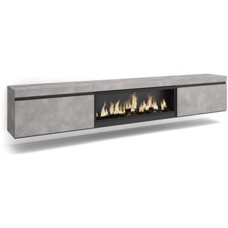 Skraut Home Skraut Home - Mueble Tv, Televisi&oacute;n, Muebles De Sal&oacute;n, Almacenaje, 267x45x35 Cm, Para Tv Gran Formato, Chimenea El&eacute;ctrica Xxl, Colgado, Suspendido, Es