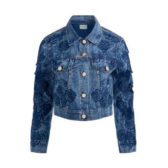 Alice & Olivia Dames, Jassen, Blauw, Maat: L Denim