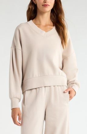 Zella Cloud Fleece Sweatshirt in Grey Pebble at Nordstrom, Size X-Large