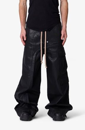 mnml Rave Waxed Oversize Cargo Pocket Pants in Black at Nordstrom, Size Xx-Large
