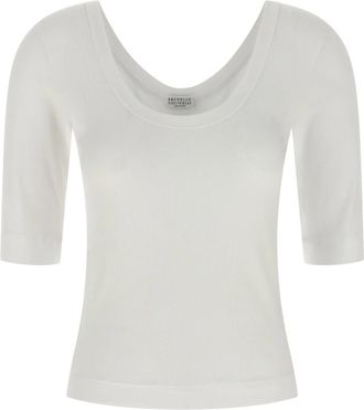 Brunello Cucinelli Dames, Tops, Wit, Maat: 3XL Katoen