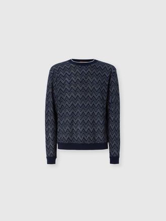 Missoni Crew-neck Cashmere Pullover With Zigzag Pattern in Navy Blue at Nordstrom, Size X-Large
