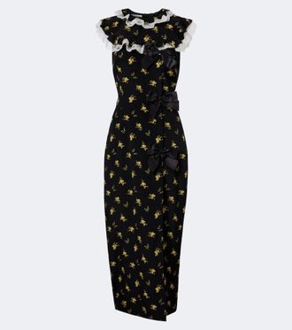 Alessandra Rich Bow-detail floral silk gown