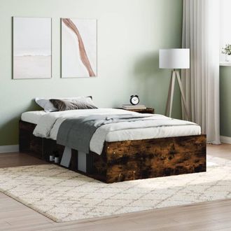 vidaXL Estructura De Cama Roble Ahumado 100x200 Cm Vidaxl
