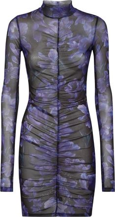 Philipp Plein Long-sleeve Mini Dress Flowers - Dames - Korte kleedjes - Veelkleurig - M - Polyester - Kleedjes