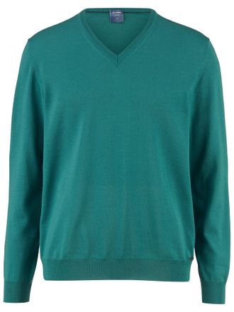 Olymp V-Ausschnitt-Pullover OLYMP OLYMP Strick Casual, Herren, Gr. XL, grau (graugr&uuml;n), Obermaterial: 100% Schurwolle, tailliert, V-Ausschnitt, Pullover V-A