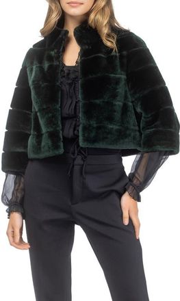 Gorski Genuine Shearling Cropped Bolero with Cropped Sleeves in Emerald at Nordstrom, Size X-Large
