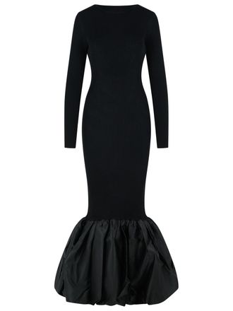 Rotate Long Dress In Black Viscose Blend