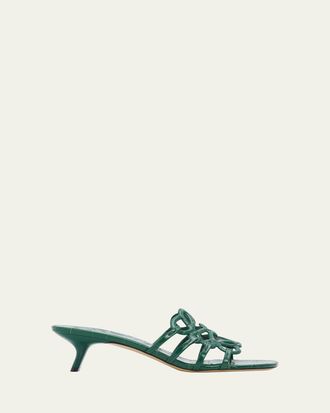 Loewe Petal Anagram 45mm Croc-Embossed Leather Sandals