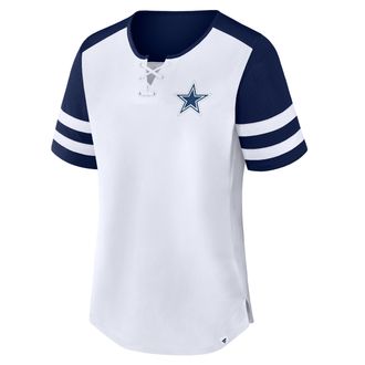 Nike Dallas Cowboys Touchdown Pass Athena Lace-Up Nike Womens NFL T-Shirt in White | 04LT45237RD-S8N