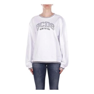 GCDS Sweatshirts, female, White, Size: XS Logo Front Sweatshirt