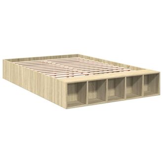 Berkfield Home Modern Bed Frame without Mattress Sonoma Oak 120x200 cm in Light Tan | Size: Small Double