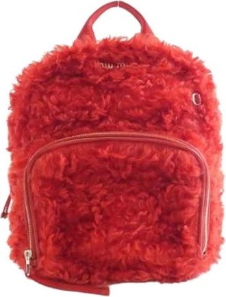 Miu Miu Pre-owned Backpacks, male, Red, Size: ONE SIZE Pre-owned ECO Shearling Backpack