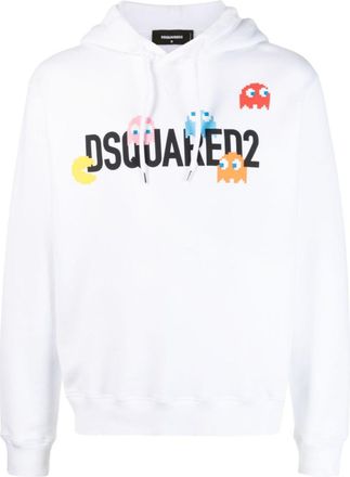 Dsquared2 White Graphic Logo Hoodie