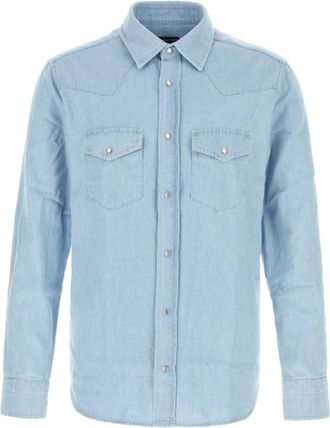 Tom Ford Light Denim Chambre Slim Fit Western Shirt