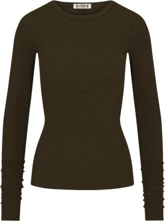 &Eacute;terne Long Sleeve Fitted Top - Dames - Longsleeves - Bruin - M - Katoen - Tops
